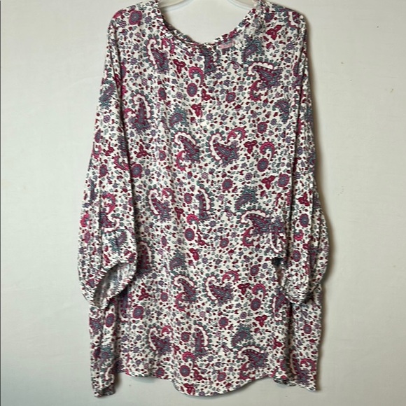 LANE BRYANT Women’s Tunic Top Sz 26Mixed Print Peasant 3/4 Sleeve NWT - Picture 6 of 10
